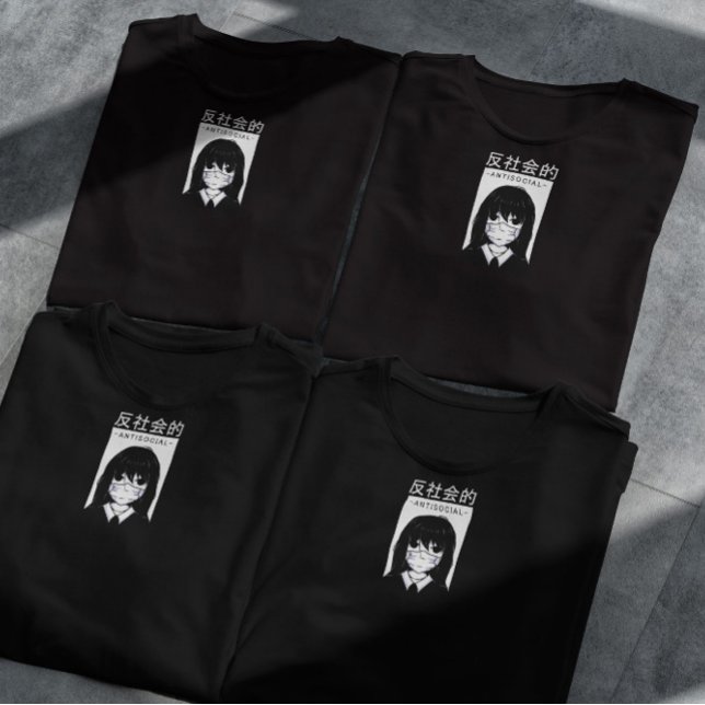 Anime Antisocial Girl Face Mask   T-Shirt (Creator Uploaded)