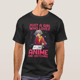 Anime Art For Women Teen Girl Anime Merch Sketch A T-Shirt