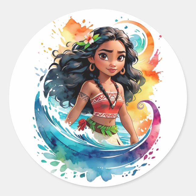 Anime Art Sticker – Vibrant Circular Design (Front)