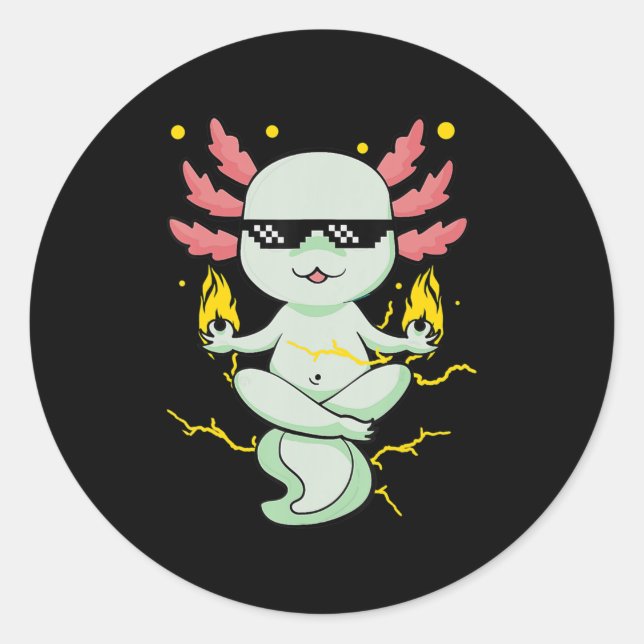 Anime Axolotl Waifu Who Love Anime Ramen And Sketc Classic Round Sticker (Front)