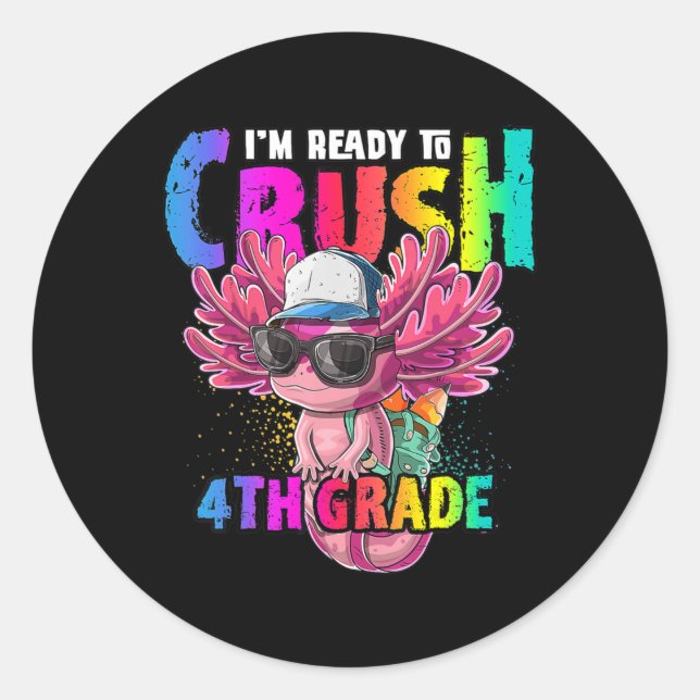 Anime Axolotl Waifu Who Love Anime Ramen And Sketc Classic Round Sticker (Front)