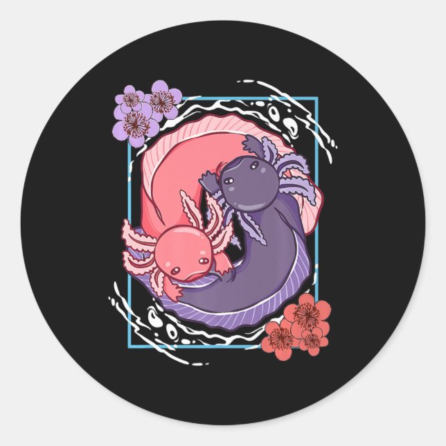 Anime Axolotl Waifu Who Love Anime Ramen And Sketc Classic Round Sticker (Front)