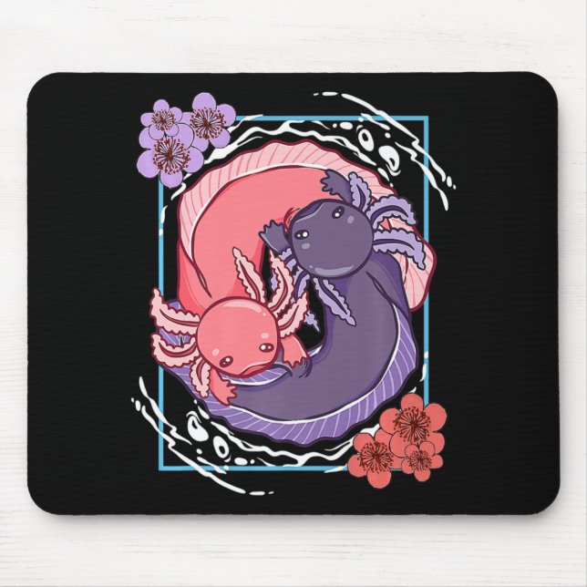 Anime Axolotl Waifu Who Love Anime Ramen And Sketc Mouse Pad (Front)