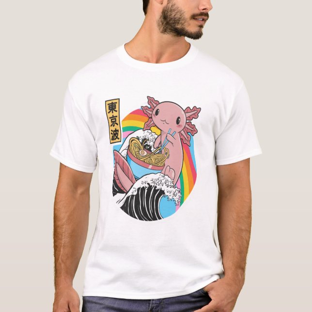 Anime Axolotl Waifu Who Love Anime Ramen And Sketc T-Shirt (Front)