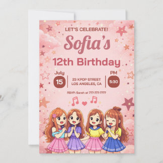 Anime Best Friends Squad Birthday Invitation