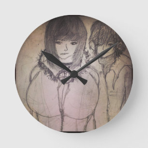 anime big bosom waifu round clock