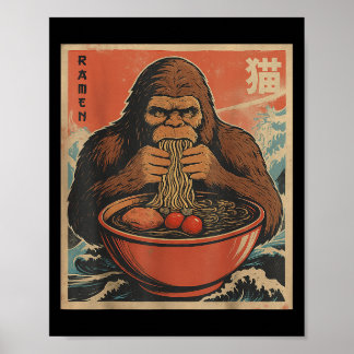 Anime Bigfoot Ramen Japanese Funny Kawaii Gift Men Poster