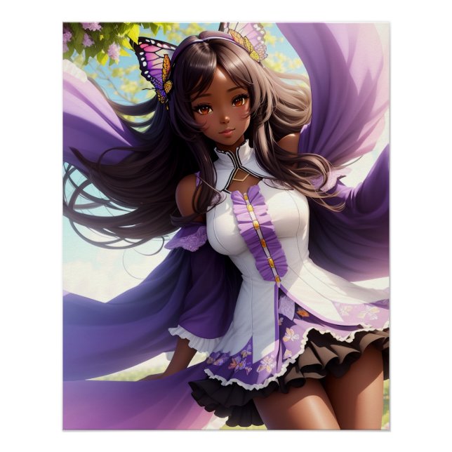 Anime Black Girl Purple Animecore Poster (Front)