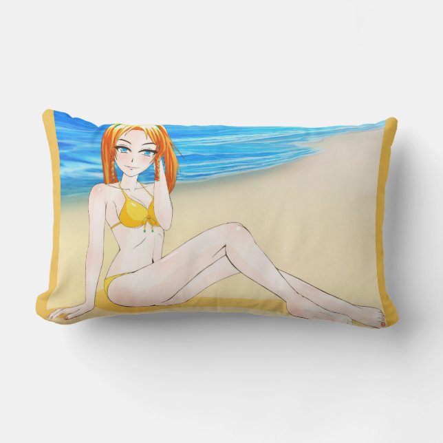 Anime Blonde Girl Bed Pillow (Front)