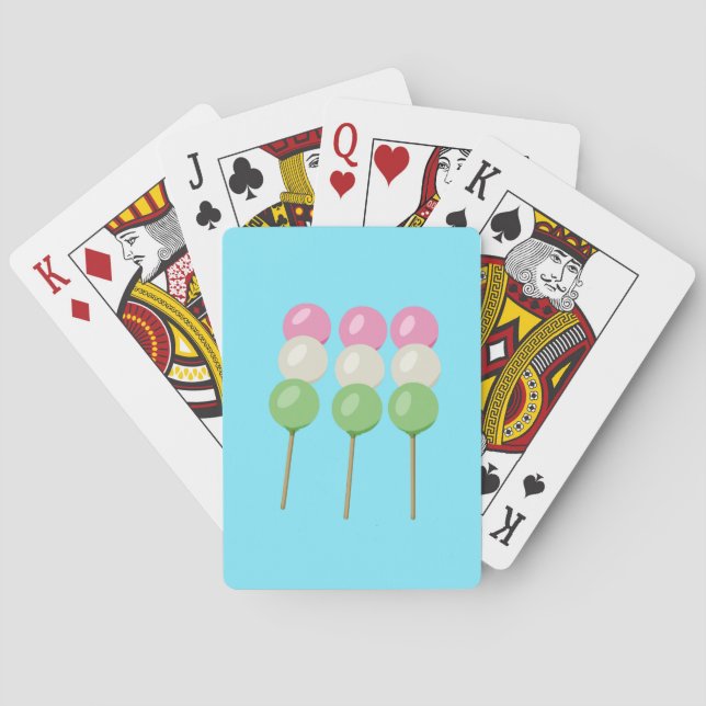 Anime Blue Pastel Dango Classic Playing Cards (Back)