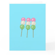 Anime Blue Pastel Dango Folded Greeting Card
