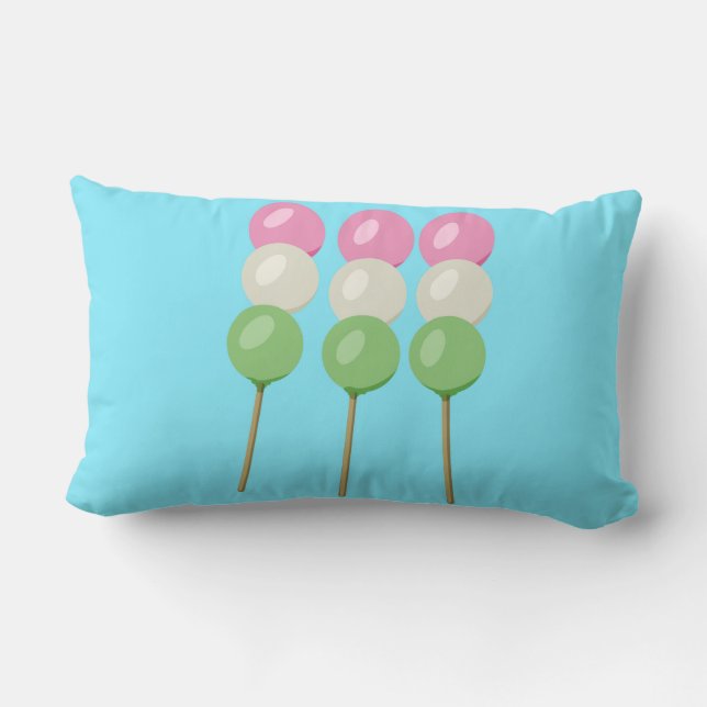 Anime Blue Pastel Dango Throw Pillow (Back)