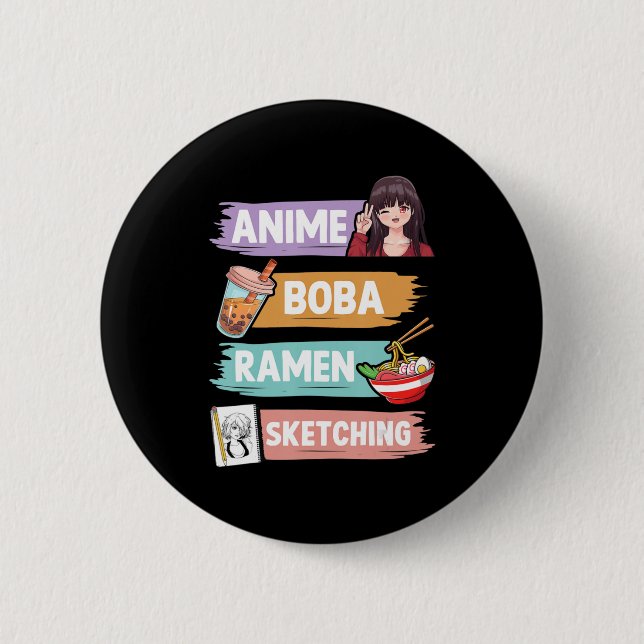Anime Boba Ramen Sketching Otaku Kawaii Anime Girl 6 Cm Round Badge (Front)