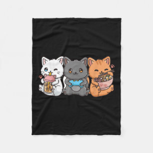 Anime Boba Tea Bubble Tea Gaming Gamer Ramen Cat  Fleece Blanket