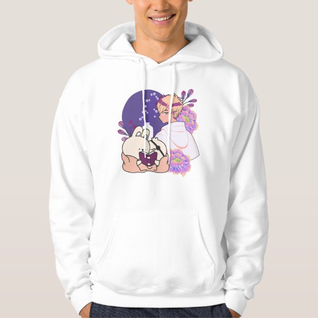 Anime Boy and Animals with Eye Patch Art Hoodie (Front)