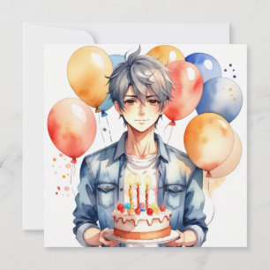 Anime Boy birthday Card