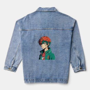 Anime Boy: Orange and Green Hair - Manga Delight Denim Jacket