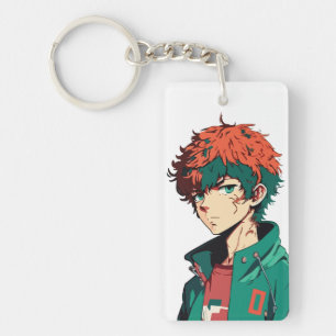 Anime Boy: Orange and Green Hair - Manga Delight Key Ring