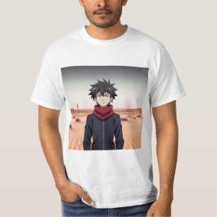 Anime Boy Standing in Desert Landscape – Anime Adv T-Shirt