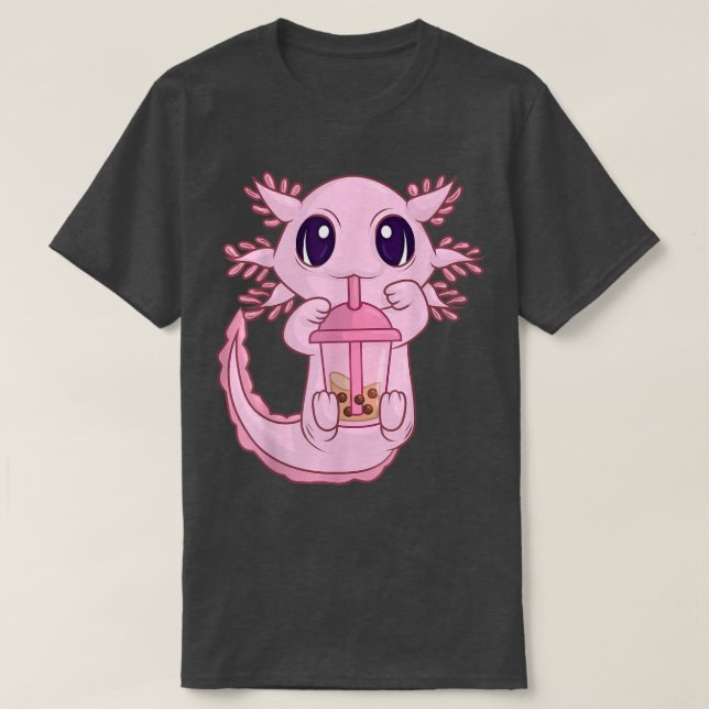 Anime Bubble Boba Tea TWomen Girls, Kawaii Aolotl  T-Shirt (Design Front)