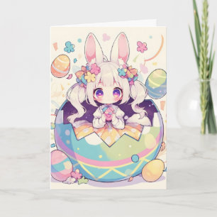 Anime Bunny Girl Easter Egg Holiday Card