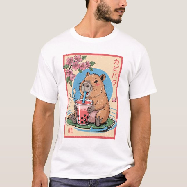 Anime Capybara Graphic Tees Kawaii Japanese Vintag (Front)