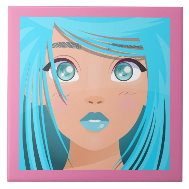 ANIME CARTOON GIRL  CERAMIC TILE (Front)