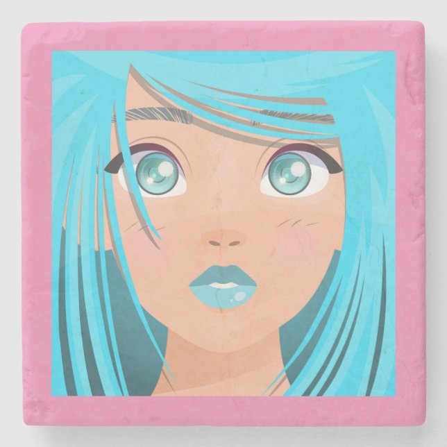 ANIME CARTOON GIRL  STONE COASTER (Front)