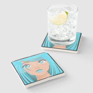 ANIME CARTOON GIRL  STONE COASTER