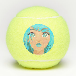 ANIME CARTOON GIRL TENNIS BALLS
