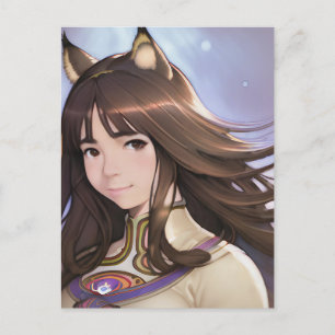 Anime Cat Eared Woman Postcard
