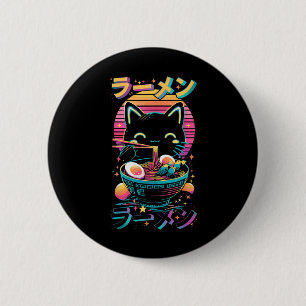 Anime Cat Eating Ramen Japanese Ramen Cat Japan 6 Cm Round Badge