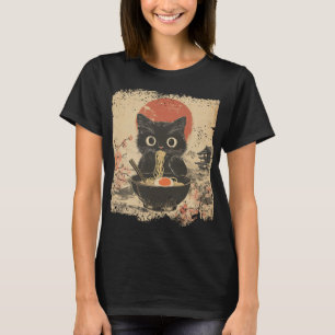 Anime Cat Eating Ramen Japanese Style Anime Lovers T-Shirt
