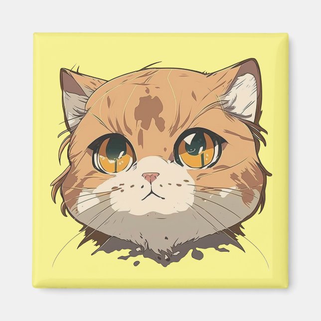 Anime Cat Face Magnet (Front)