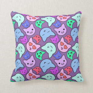 Anime Cat Face Pattern Cushion