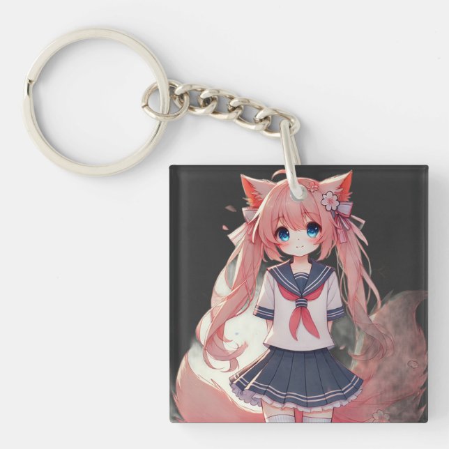 Anime cat girl key ring (Front)
