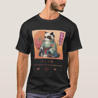 Anime Cat In Traditional Kimono T-Shirt