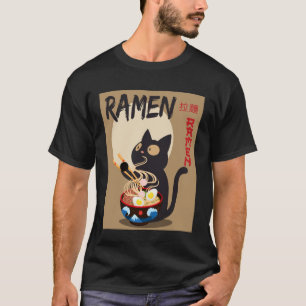 Anime Cat Ramen Instant Noodles Funny Japanese Cat T-Shirt