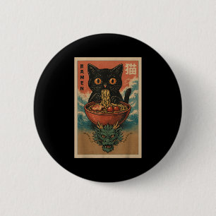 Anime Cat Ramen Japanese Funny Art Kawaii Cat And 6 Cm Round Badge