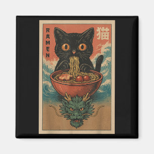 Anime Cat Ramen Japanese Funny Art Kawaii Cat And  Magnet