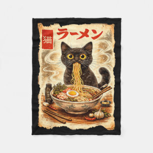 Anime Cat Ramen Japanese Funny Cat Graphic Anime Fleece Blanket