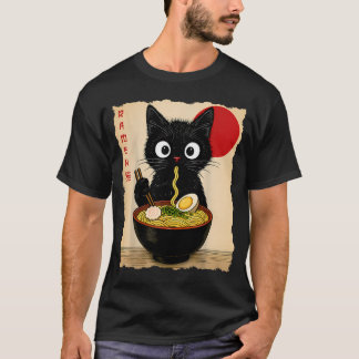 Anime Cat Ramen Japanese Funny Cat s T-Shirt