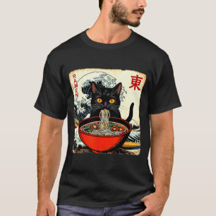 Anime Cat Ramen Japanese Funny Graphic Tees Kawaii