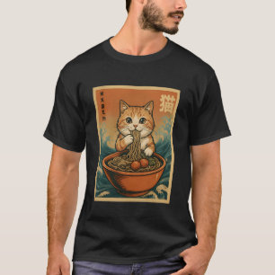 Anime Cat Ramen Japanese Funny Graphic Tees Kawaii