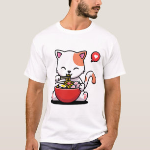 Anime Cat Ramen Kawaii Neko Otaku Japanese Noodles T-Shirt