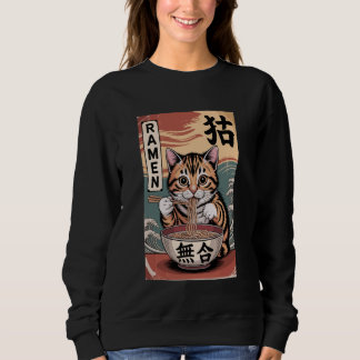 Anime Cat Ramen Noodles Kawaii Japanese Aesthetic Sweatshirt