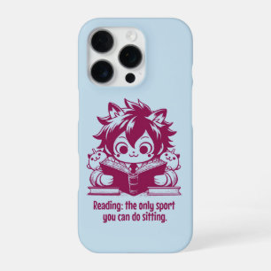 Anime Catboy reading a book & funny bookish quote iPhone 16 Pro Case