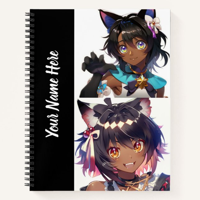 Anime Catgirl  8.5" x 11" Spiral Sketchbook Notebook (Front)