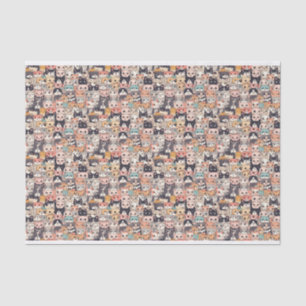 Anime cats repeating pattern tissue paper