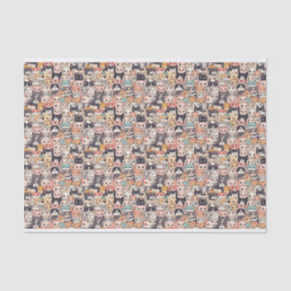 Anime cats repeating pattern tissue paper